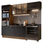 Armário de Cozinha Completa 270 cm Rustic/Preto Agata Madesa 12