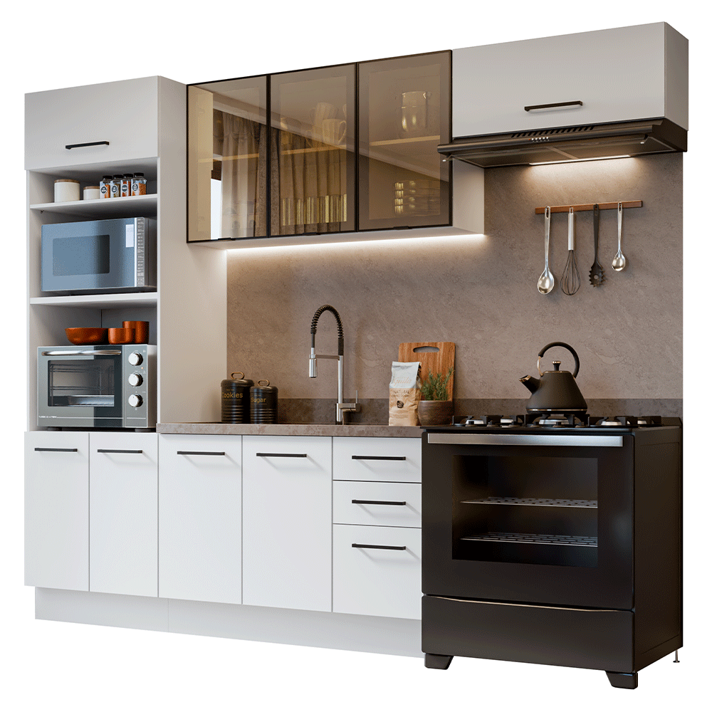Armário de Cozinha Completa 270 cm Branco Agata Madesa 12