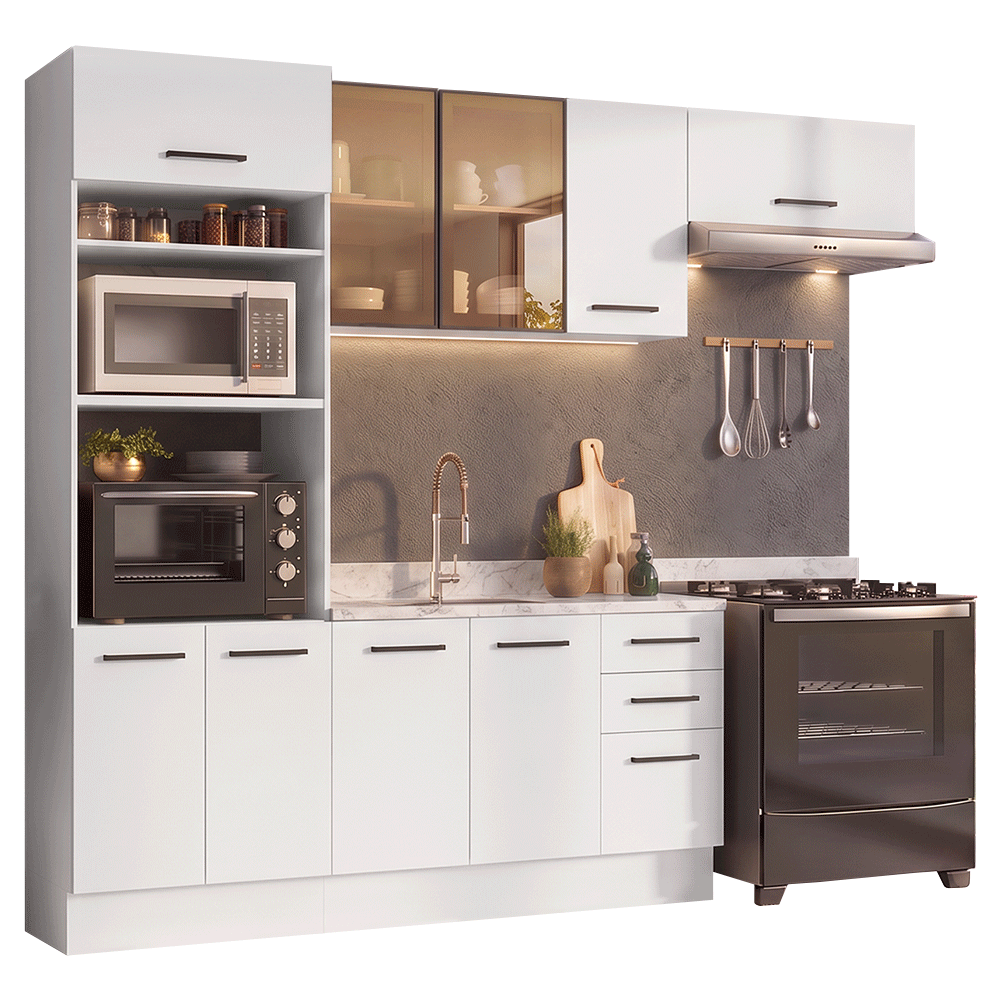 Armário de Cozinha Completa 270 cm Branco Agata Madesa 13