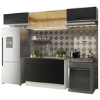 Armário de Cozinha Compacta 280cm Branco/Preto Agata Madesa 01