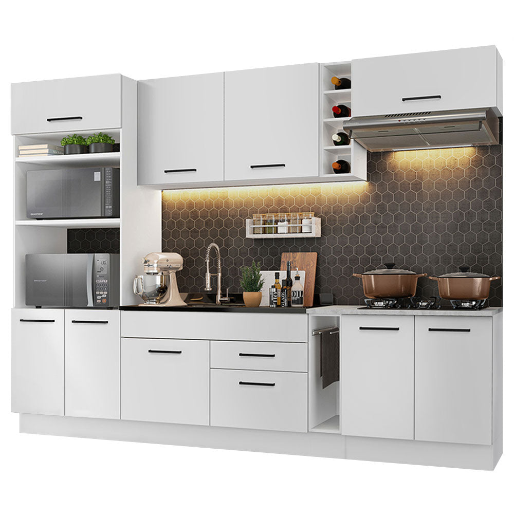 Armário de Cozinha Completa 290cm Branco Agata Madesa 01