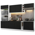 Armário de Cozinha Completa 290cm Branco/Preto Agata Madesa 01