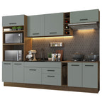 Armário de Cozinha Completa 290cm Rustic/Cinza Agata Madesa 01
