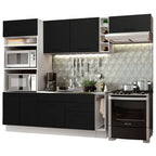 Armário de Cozinha Completa 290cm Branco/Preto Agata Madesa 02