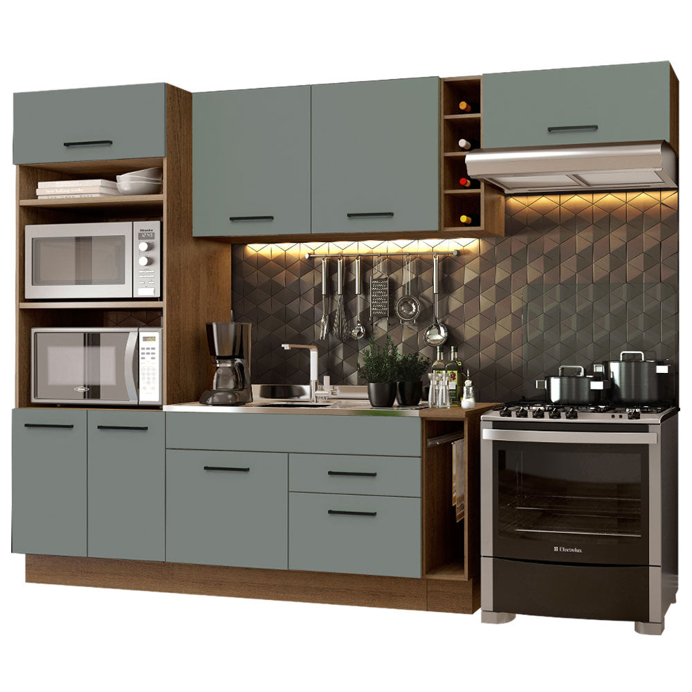 Armário de Cozinha Completa 290cm Rustic/Cinza Agata Madesa 02