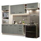 Armário de Cozinha Completa 290cm Branco Cinza Agata Madesa 04