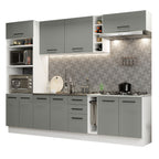 Armário de Cozinha Completa 290cm Branco Cinza Agata Madesa 05