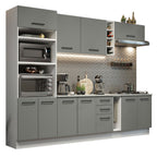 Armário de Cozinha Completa 290cm Branco Cinza Agata Madesa 06