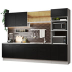 Armário de Cozinha Completa 310cm Branco/Preto Agata Madesa 01