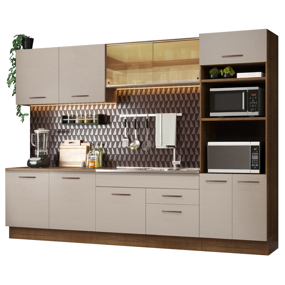 Armário de Cozinha Completa 310 cm Rustic/Crema Agata Madesa 01