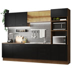 Armário de Cozinha Completa 310cm Rustic/Preto Agata Madesa 01