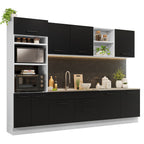 Armário de Cozinha Completa 310cm Branco/Preto Agata Madesa 02