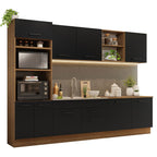 Armário de Cozinha Completa 310cm Rustic/Preto Agata Madesa 02