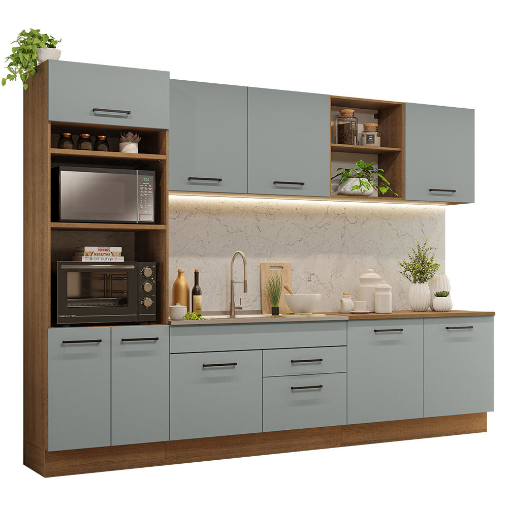 Armário de Cozinha Completa 310cm Rustic/Cinza Agata Madesa 02