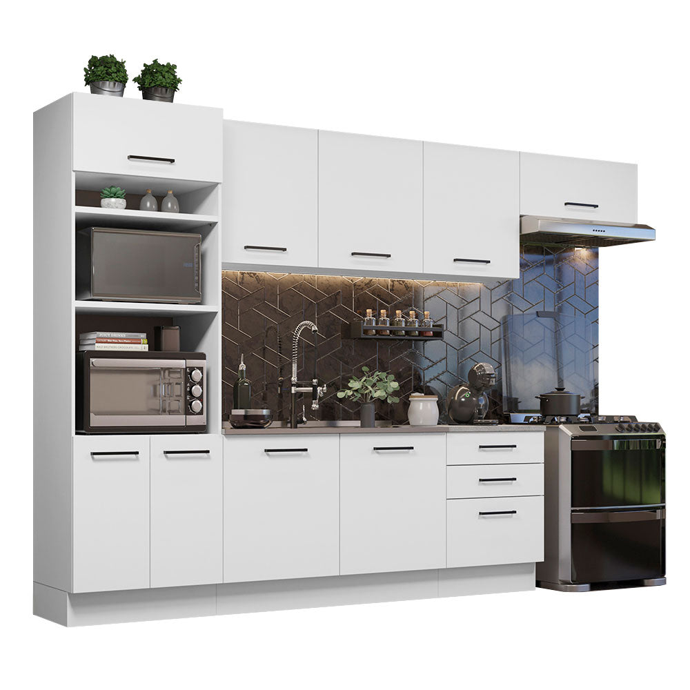 Armário de Cozinha Completa 330cm Branco Agata Madesa 01