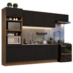 Armário de Cozinha Completa 330cm Rustic Preto Agata Madesa 01
