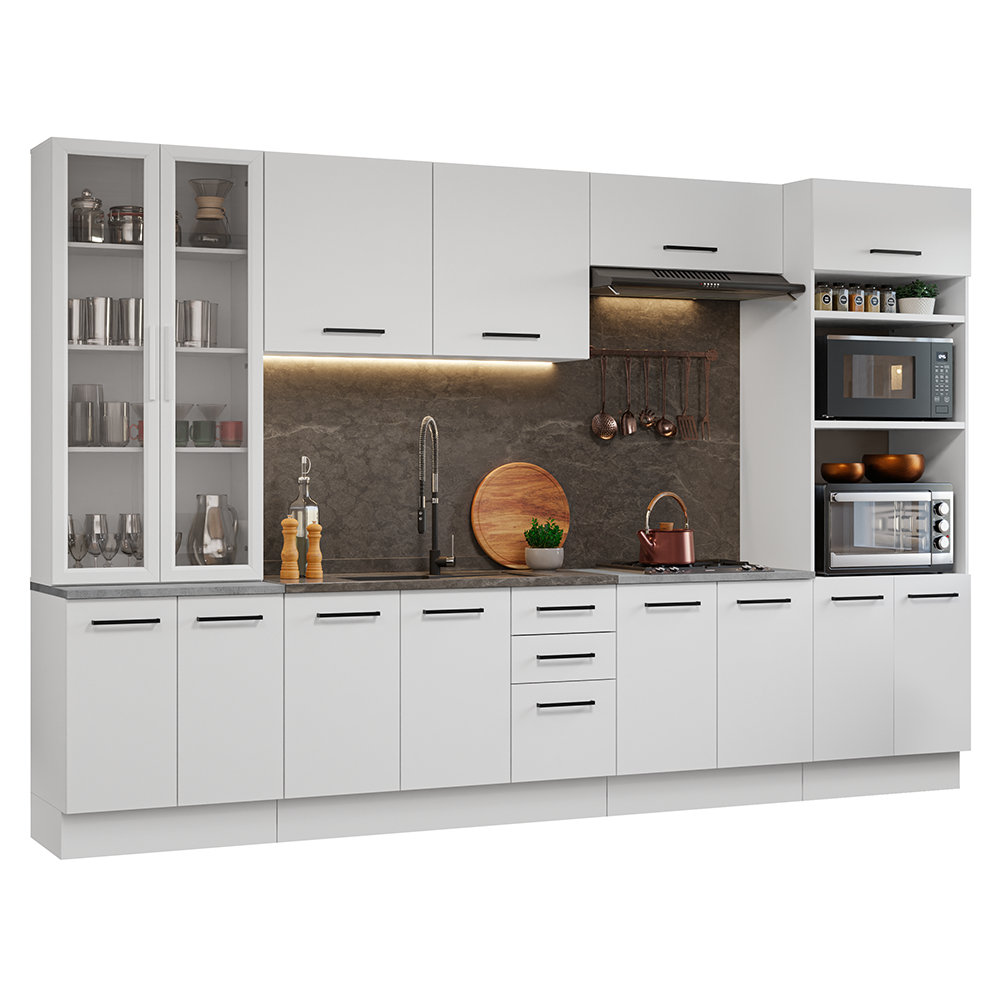 Armário de Cozinha Completa 340cm Branco Agata Madesa 01
