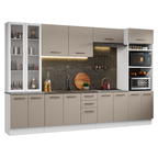 Armário de Cozinha Completa 340cm Branco/Crema Agata Madesa 01