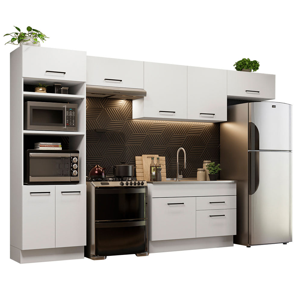 Armário de Cozinha Completa 350cm Branco Agata Madesa 01