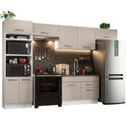Armário de Cozinha Completa 350cm Branco/Crema Agata Madesa 01