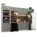 Armário de Cozinha Completa 350cm Branco/Cinza Agata Madesa 01