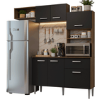 Armário de Cozinha Compacta 196cm Rustic/Preto Aura Madesa 01