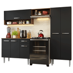 Armário de Cozinha Completa 220 cm Rustic/Preto Deli Madesa 01