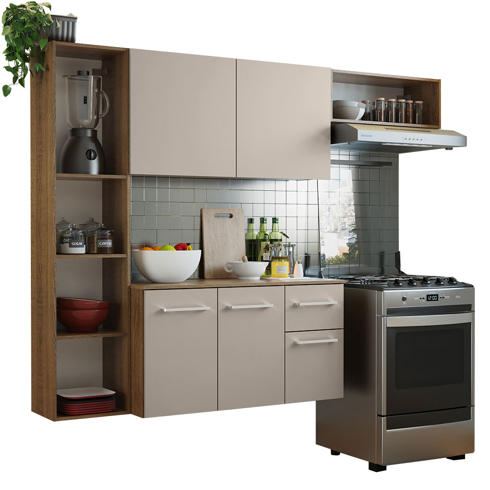 Armário de Cozinha Compacta 180cm Rustic/Crema Easy Madesa