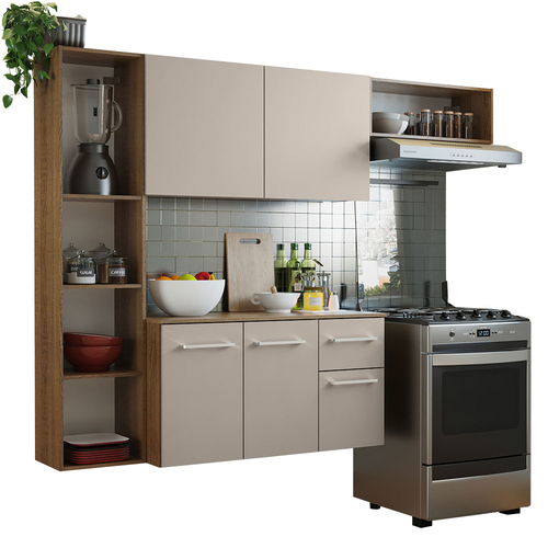 Armário de Cozinha Compacta 180cm Rustic/Crema Easy Madesa