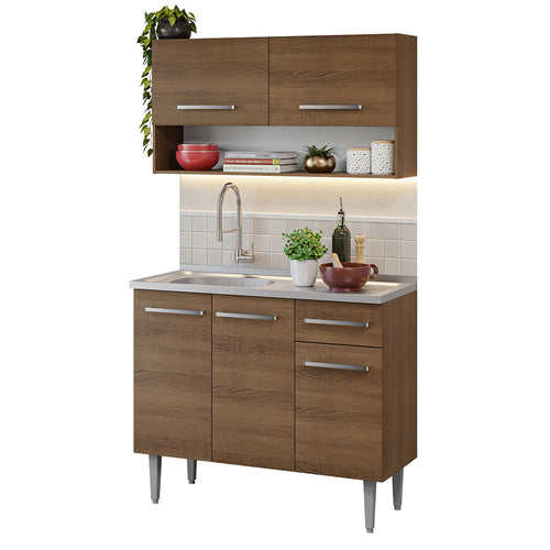 Armário de Cozinha Compacta 105cm com Pia Rustic Emilly Madesa 04
