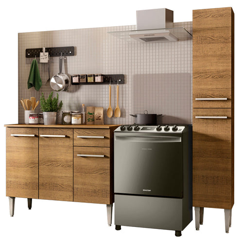 Armário de Cozinha Compacta 137cm Rustic Emilly Silver Madesa 01