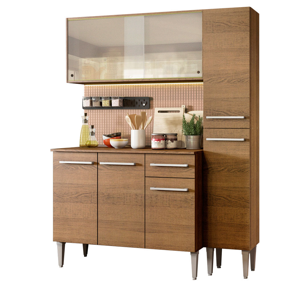 Armário de Cozinha Compacta 137cm Rustic Emilly Force Madesa 02