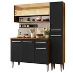 Armário de Cozinha Compacta 137cm Rustic/Preto Emilly Art Madesa 04