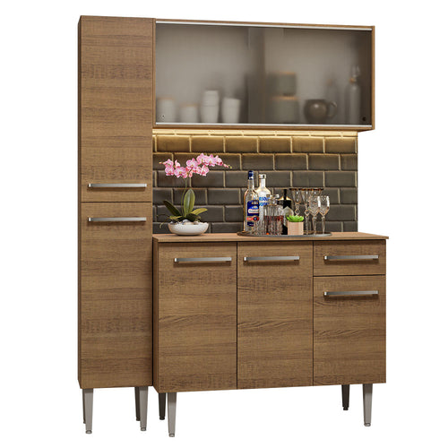 Armário de Cozinha Compacta 137cm Rustic Emilly Madesa 05