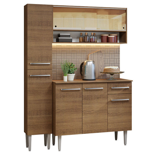 Armário de Cozinha Compacta 137cm Rustic Emilly Madesa 09