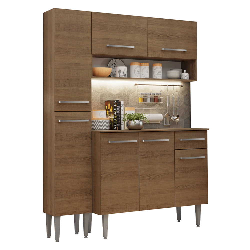 Armário de Cozinha Compacta 137 cm Rustic Emilly Madesa 012