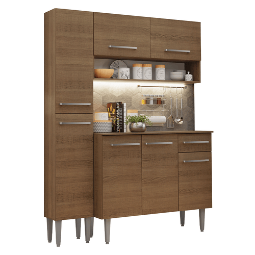 Armário de Cozinha Compacta 137 cm Rustic Emilly Madesa 012