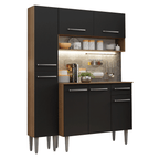 Armário de Cozinha Compacta 137 cm Rustic/Preto Emilly Madesa 012
