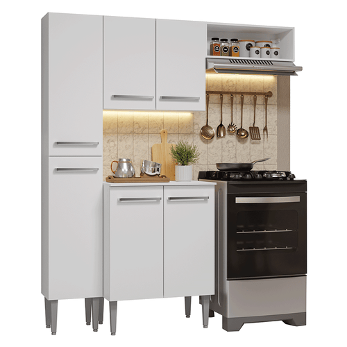 Armário de Cozinha Compacta 156cm Branco Emilly Madesa 01