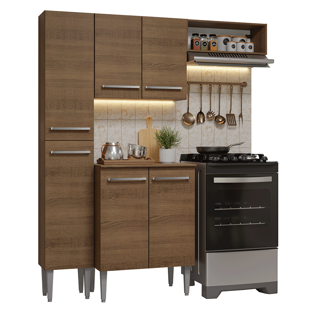 Armário de Cozinha Compacta 156 cm Rustic Emilly Madesa 01