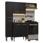 Armário de Cozinha Compacta 156 cm Rustic/Preto Emilly Madesa 01