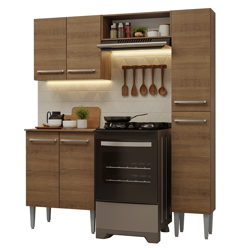 Armário de Cozinha Compacta 156 cm Rustic Emilly Madesa 02