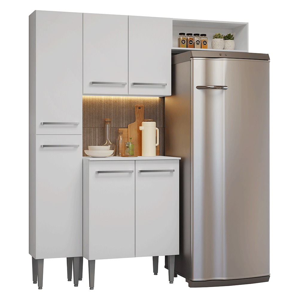 Armário de Cozinha Compacta 156cm Branco Emilly Madesa 03