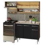 Armário de Cozinha Compacta 165cm com Pia Rustic/Preto Emilly Madesa 01