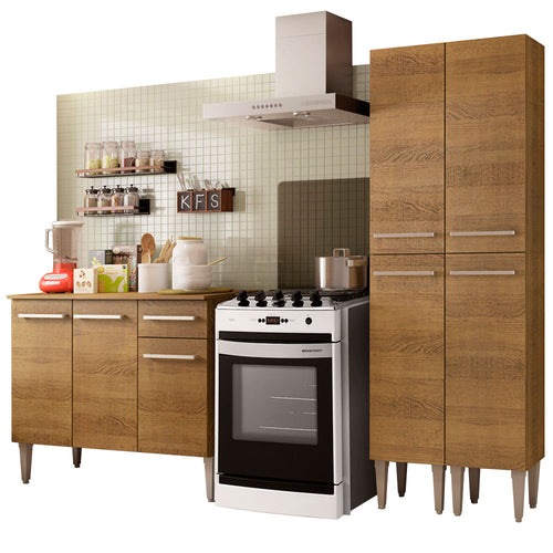 Armário de Cozinha Compacta com Balcão e Paneleiro Rustic Emilly Front Madesa