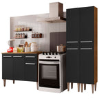 Armário de Cozinha Compacta 169cm Rustic/Preto Emilly Front Madesa 02