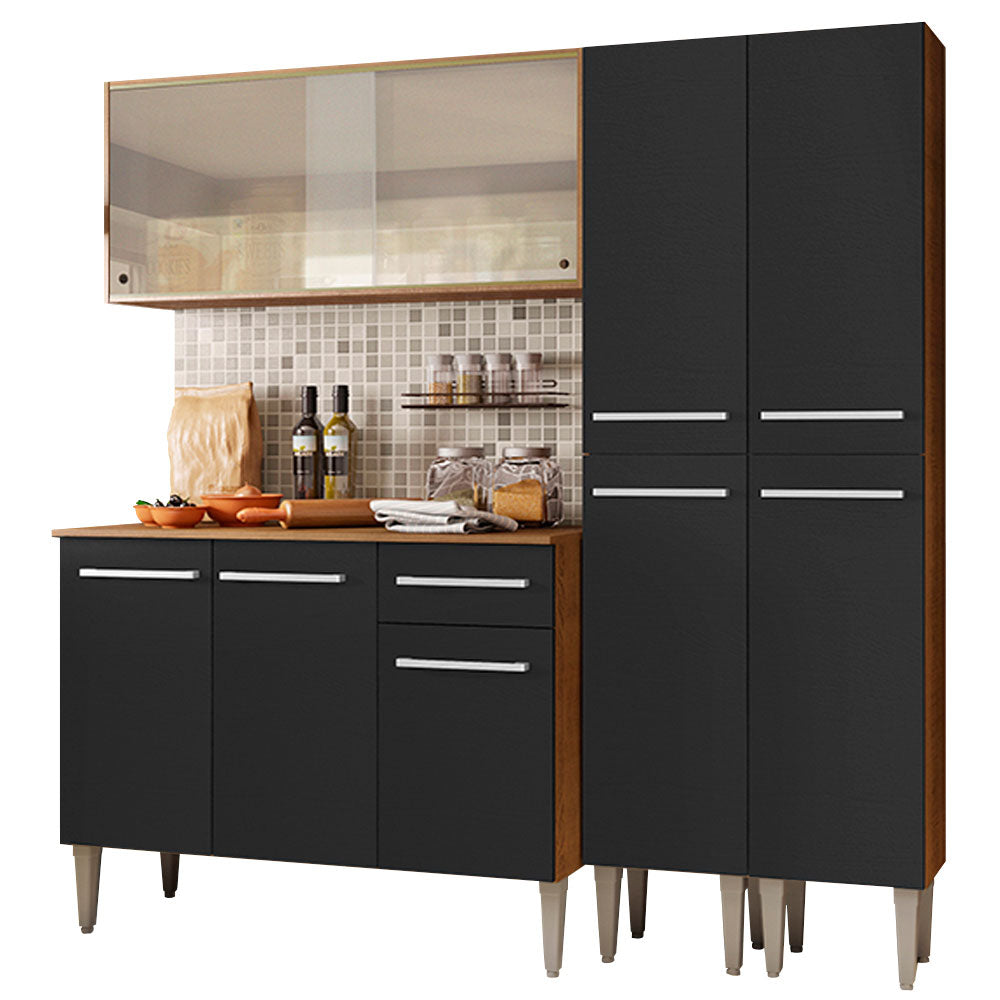 Armário de Cozinha Completa 169cm Rustic/Preto Emilly Fly Madesa 05
