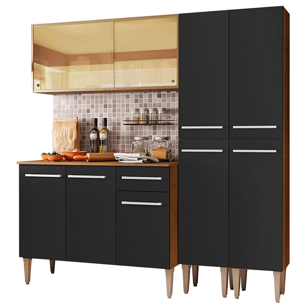Armário de Cozinha Completa 169cm Rustic/Preto Emilly Voice Madesa 06
