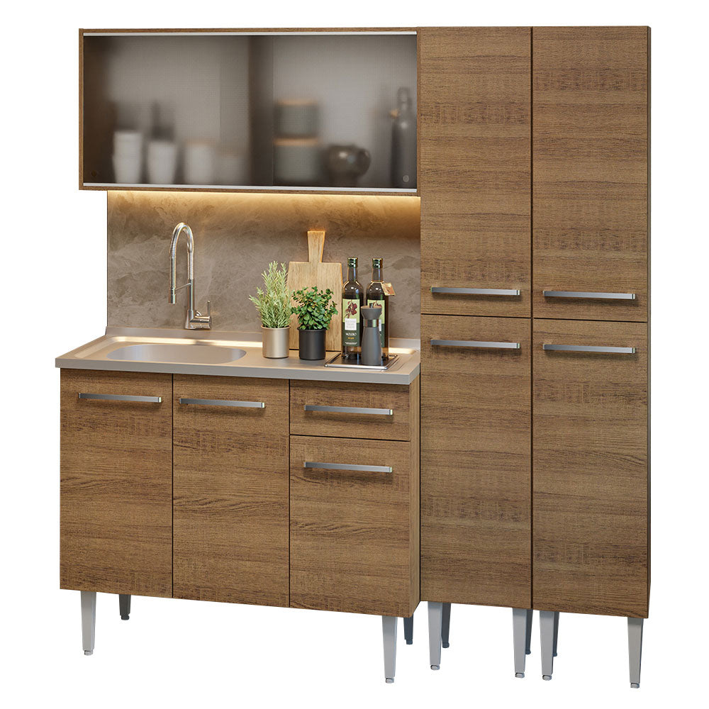 Armário de Cozinha Compacta 169cm com Pia Rustic Emilly Madesa 11