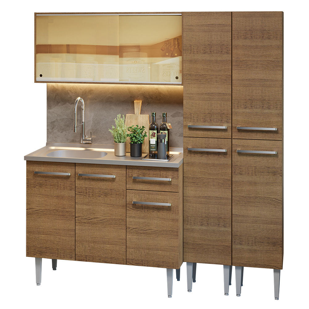 Armário de Cozinha Compacta 169cm com Pia Rustic Emilly Madesa 12